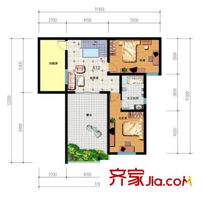 山語馨苑戶型圖A12戶型躍層 5室3廳2衛(wèi)1廚