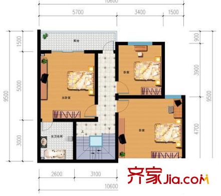 山語馨苑戶型圖A11戶型躍層 4室3廳2衛(wèi)1廚