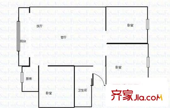 瑞苑A棟 3室 戶型圖