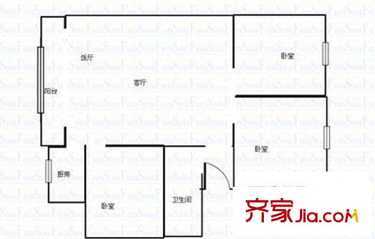 瑞苑A棟 3室 戶型圖