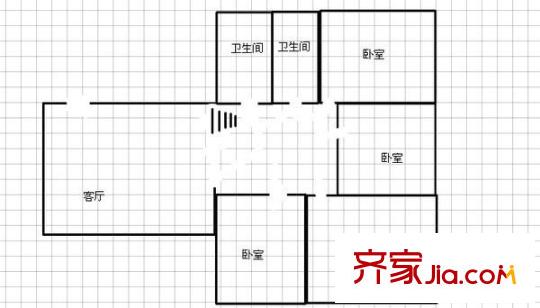 片子山小區(qū) 3室 戶型圖