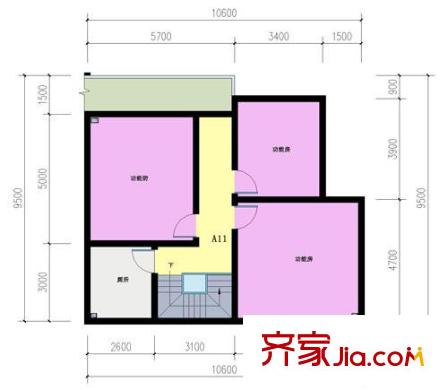 山語馨苑戶型圖A11戶型夾層 4室3廳2衛(wèi)1廚