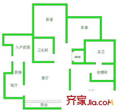 黔靈大廈 3室 戶型圖