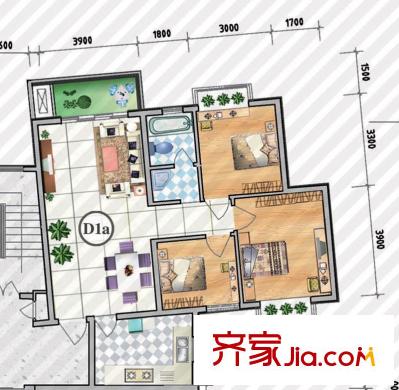 金獅小區(qū)順海組團(tuán)戶型圖項目27、31號樓D1a戶型 3室2廳1衛(wèi)1廚