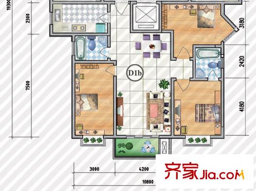 金獅小區(qū)順海組團(tuán)戶型圖項(xiàng)目27、31號(hào)樓D1b戶型 3室2廳2衛(wèi)1廚