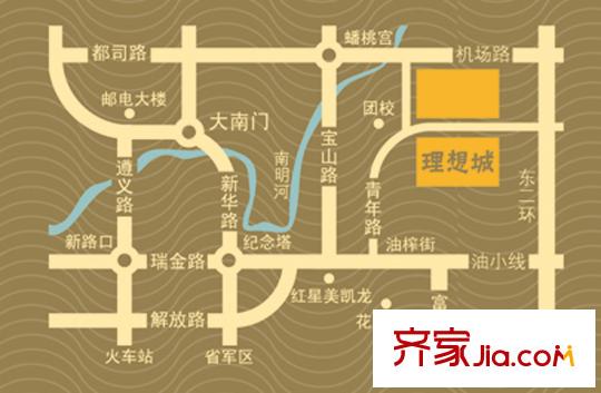 理想城區(qū)位示意圖