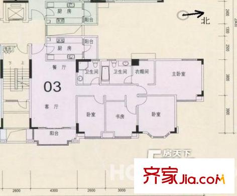 御溫泉戶型圖600x600 4室2廳2衛(wèi)2廚