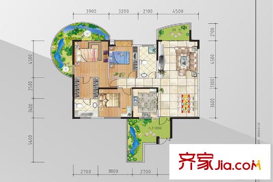 金熙府一單元二號戶型圖180.18平方米 3室2廳2衛(wèi)1廚