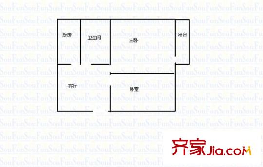 動力廠宿舍 2室 戶型圖