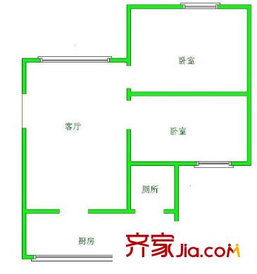 動力廠宿舍 2室 戶型圖