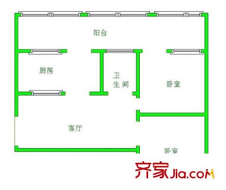 動力廠宿舍 2室 戶型圖