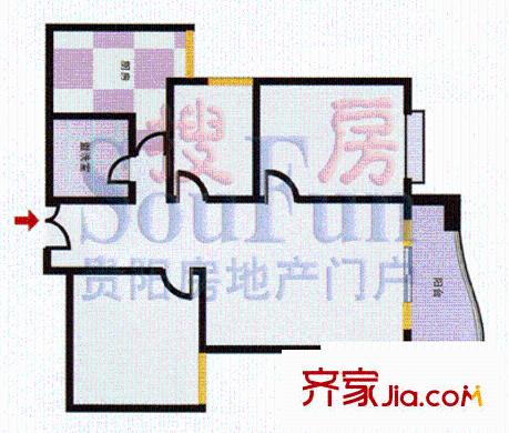 盛庭苑戶型圖3室1廳1衛(wèi)1廚