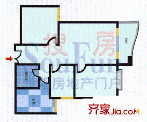 盛庭苑戶型圖2室1廳1衛(wèi)1廚
