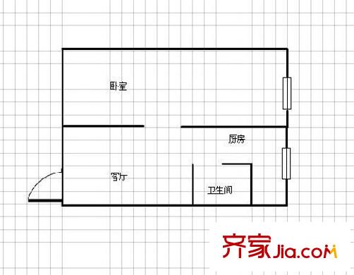 嘉禾路商住樓 1室 戶型圖