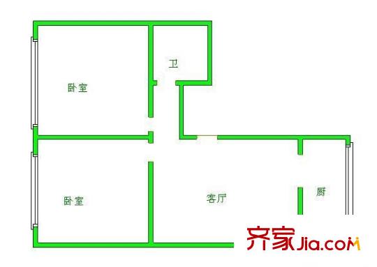 嘉禾路商住樓 2室 戶型圖