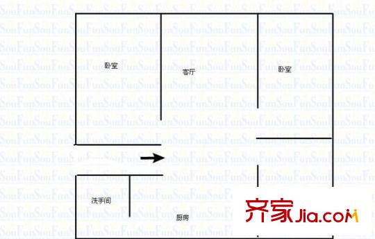 嘉禾路商住樓 3室 戶型圖
