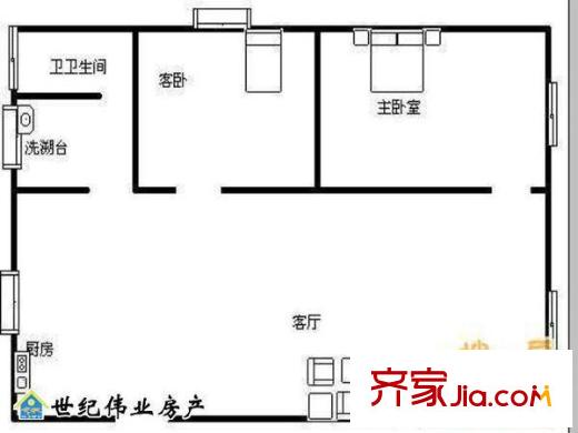 陽光家園戶型圖戶型圖3 2室2廳1衛(wèi)1廚