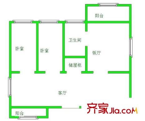 永紅小區(qū) 2室 戶型圖