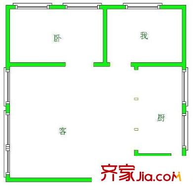動力廠宿舍 2室 戶型圖