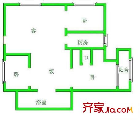 再生資源大廈 1室 戶型圖