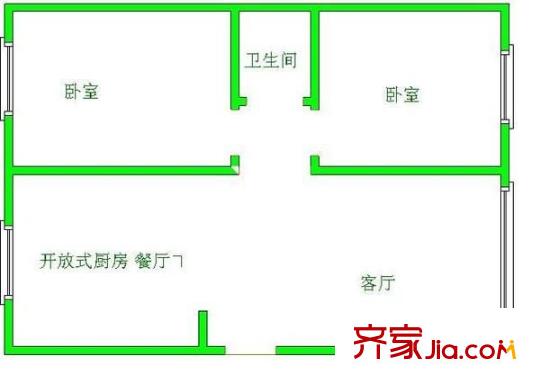 衛(wèi)校宿舍 2室 戶型圖