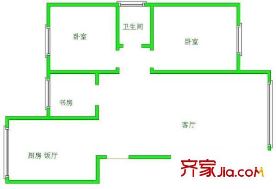 衛(wèi)校宿舍 3室 戶型圖