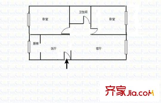 君子巷小區(qū) 2室 戶型圖