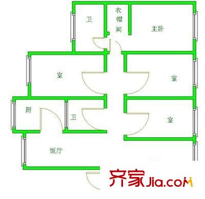 嘉禾路商住樓 4室 戶型圖