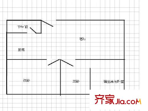 嘉禾路商住樓 3室 戶型圖