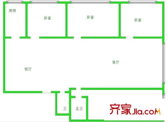 嘉禾路商住樓 4室 戶型圖