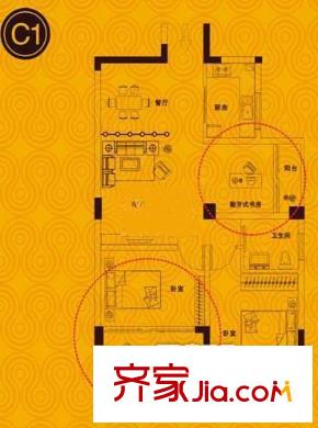 工貿(mào)中心商住樓戶型圖120767919049051d9d6d03a 2室2廳2衛(wèi)1廚