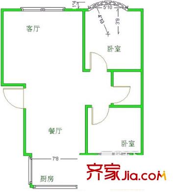 工貿(mào)中心商住樓戶型圖1301300034891_000 2室2廳1衛(wèi)1廚