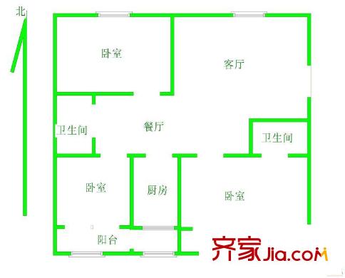 大理小區(qū)17組團(tuán)戶(hù)型圖3室 
