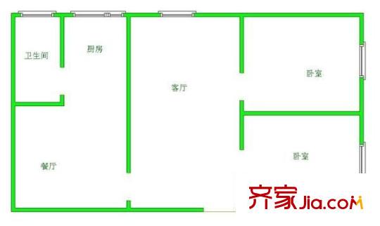 宅吉后花園 2室 戶型圖