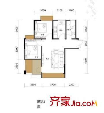 優(yōu)山美詩戶型圖1期戶型圖 2室1廳1衛(wèi)1廚