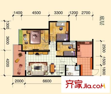 甘蔭塘石錦巷10號(hào)商住樓 3室 戶型圖