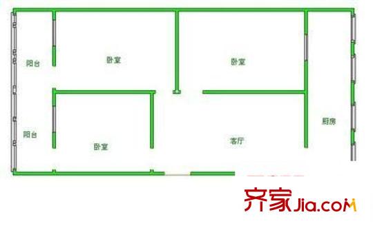 工商局宿舍 3室 戶型圖