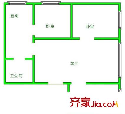 衛(wèi)校宿舍 2室 戶型圖