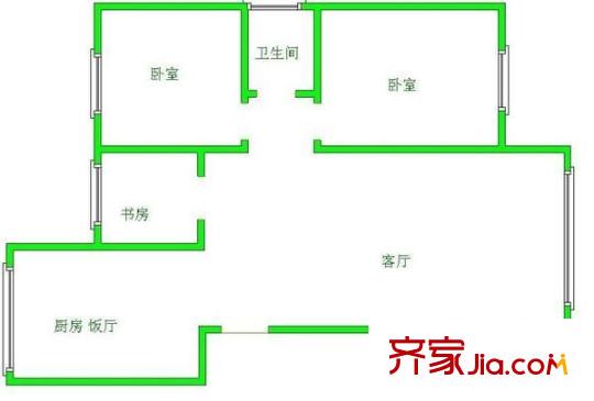 衛(wèi)校宿舍 3室 戶型圖