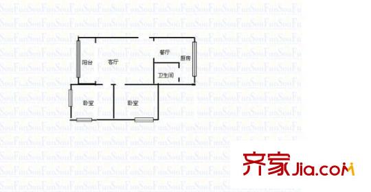 衛(wèi)校宿舍 2室 戶型圖