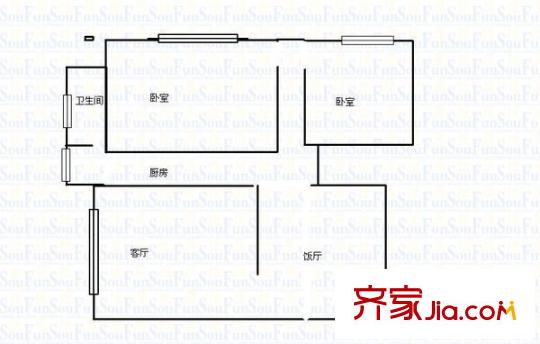 衛(wèi)校宿舍 2室 戶型圖