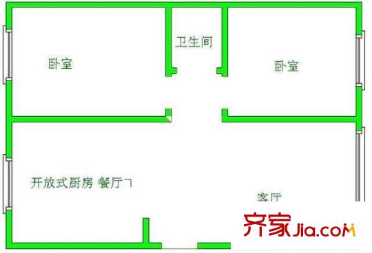 衛(wèi)校宿舍 2室 戶型圖