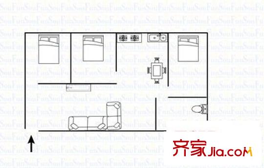 君子巷小區(qū) 3室 戶型圖