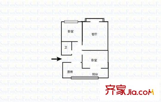 君子巷小區(qū) 2室 戶型圖