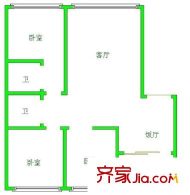 君子巷小區(qū) 3室 戶型圖