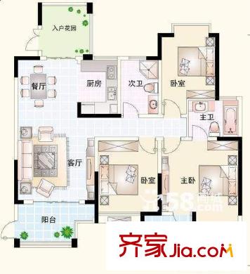 城中村改造項(xiàng)目小區(qū)戶型圖404978872200 3室2廳2衛(wèi)1廚