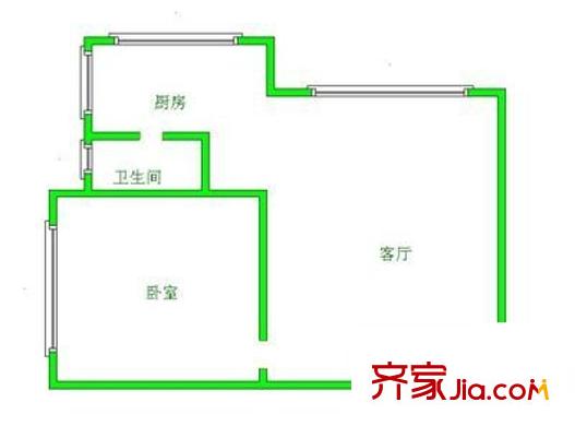 寶安花園 1室 戶型圖