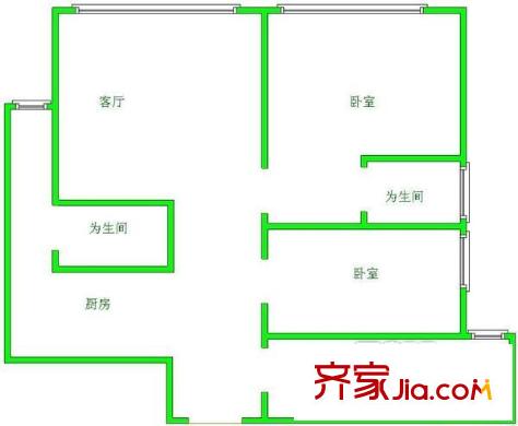 碧園溪林戶型圖5 3室1廳2衛(wèi)1廚