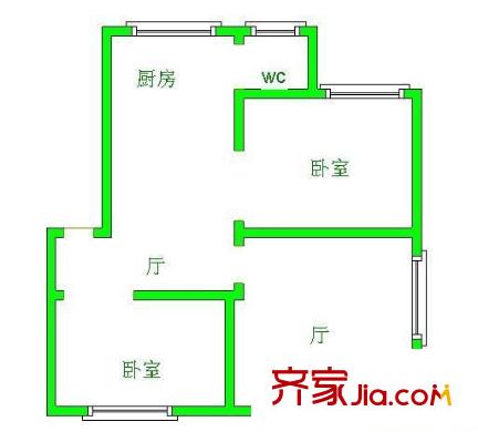 宅吉后花園 2室 戶型圖