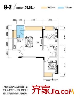 優(yōu)山美詩(shī)戶型圖1期戶型圖 2室1廳1衛(wèi)1廚